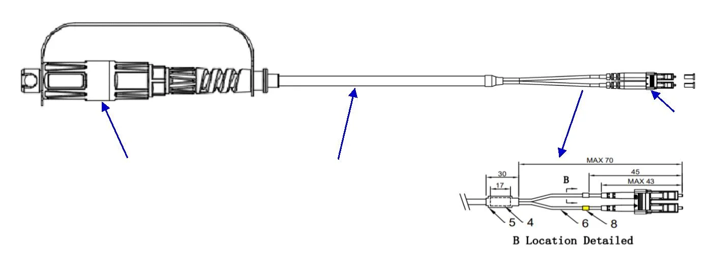 Duplex LC/UPC Waterproof Round Cable Optical Fiber Patch Cords Specification (Accord Mini DLC Connector)